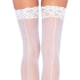 Leg Avenue Sheer Stockings With Backseam White UK 6 to 12 > Clothes > Stockings